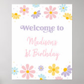 Pastel Daisy Bloem Verjaardag Welkom Poster (Voorkant)