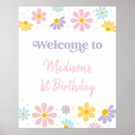 Pastel Daisy Bloem Verjaardag Welkom Poster