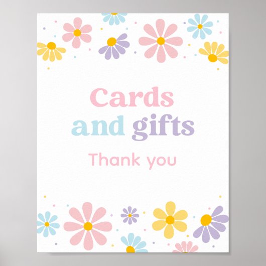Pastel Daisy Bloem Verjaardagskaarten en Geschenke Poster (Voorkant)