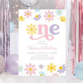 Pastel Daisy Boho eerste verjaardag Kaart