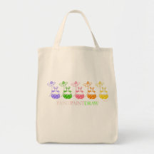 Pastel Daisy Bunny Canvas tas