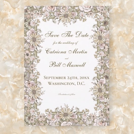  pastel Daisy Floral Sla de datum Kaart