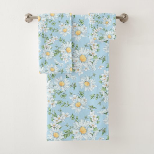 Pastel Daisy Flower Garden Pattern Bad Handdoek (Insitu)