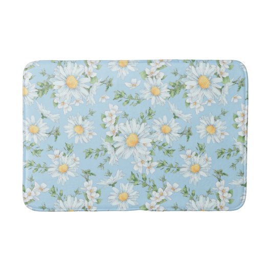 Pastel Daisy Flower Garden Pattern Badmat (Voorkant)
