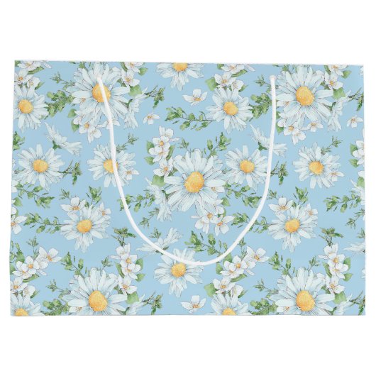 Pastel Daisy Flower Garden Pattern Groot Cadeauzakje (Achterkant)