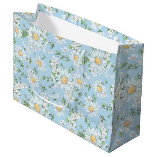 Pastel Daisy Flower Garden Pattern Groot Cadeauzakje (Voorkant Gekanteld)