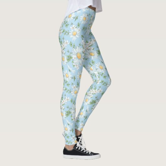 Pastel Daisy Flower Garden Pattern Leggings (Rechts)