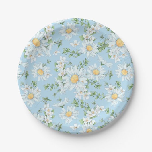 Pastel Daisy Flower Garden Pattern Papieren Bordje (Voorkant)