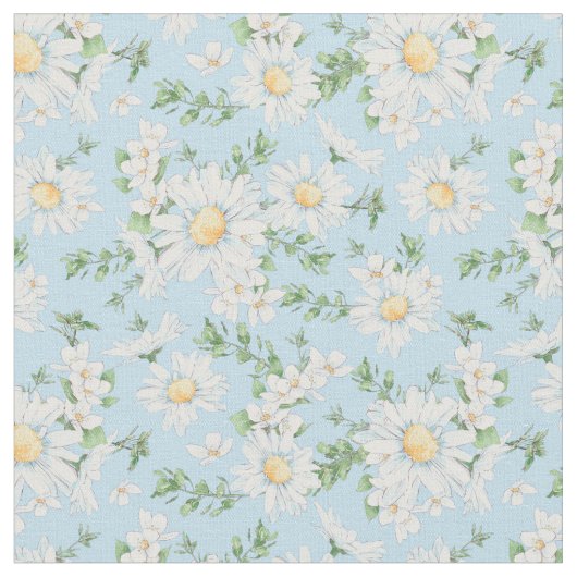 Pastel Daisy Flower Garden Pattern Stof (Close Up)
