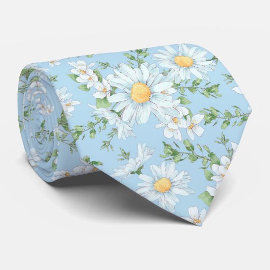 Pastel Daisy Flower Garden Pattern Stropdas (Opgerold)