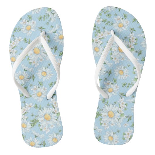 Pastel Daisy Flower Garden Pattern Teenslippers (Voetbed)