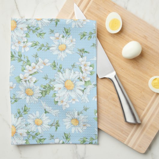 Pastel Daisy Flower Garden Pattern Theedoek (Quarter Fold)