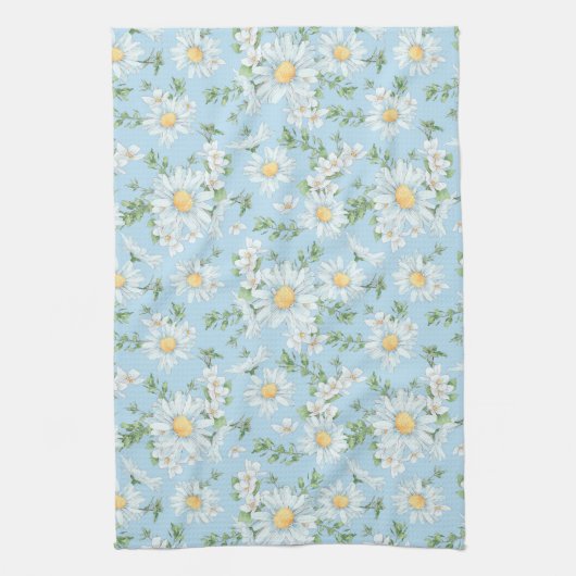 Pastel Daisy Flower Garden Pattern Theedoek (Verticaal)