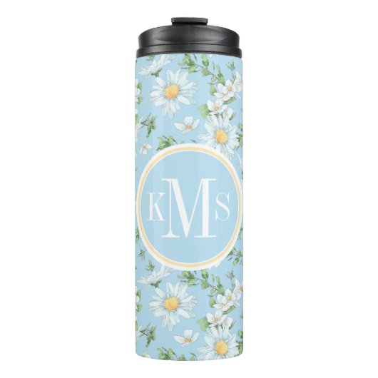 Pastel Daisy Flower Garden Pattern Thermosbeker (Voorkant)