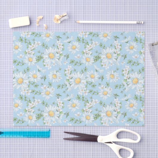Pastel Daisy Flower Garden Pattern Tissuepapier (Craft)