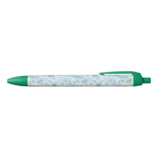 Pastel Daisy Flower Garden Pattern Zwarte Inkt Pen (Bovenkant)