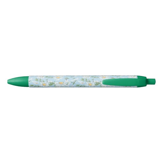 Pastel Daisy Flower Garden Pattern Zwarte Inkt Pen (Achterkant)