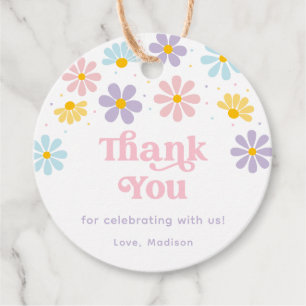 Pastel Daisy Flower Verjaardag Bedankjes Labels