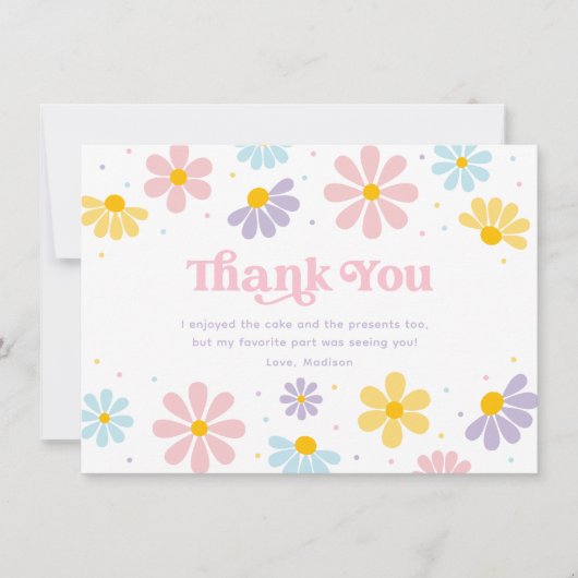 Pastel Daisy Flower Verjaardag Bedankkaart (Voorkant)