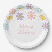 Pastel Daisy Flower Verjaardag Papieren Bordje (Voorkant)