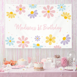 Pastel Daisy Flower Verjaardag Spandoek