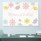 Pastel Daisy Flower Verjaardag Spandoek (Beurs)