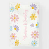 Pastel Daisy Flower Verjaardag Spandoek (Verticaal)