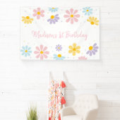 Pastel Daisy Flower Verjaardag Spandoek (Insitu)