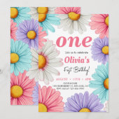 Pastel Daisy Meisje verjaardag Kaart (Voorkant / Achterkant)