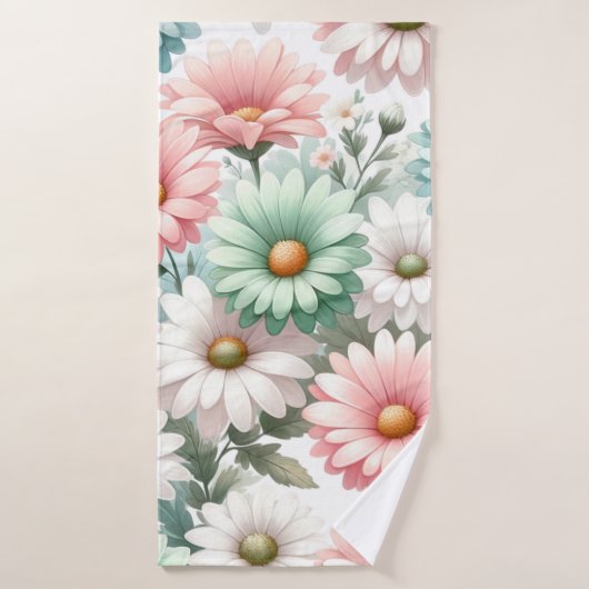 Pastel Daisy Print Badhanddoek (Badhanddoek)