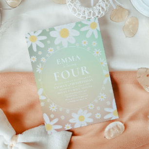 Pastel Daisy Verjaardagsfeestuitnodiging Kaart