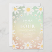 Pastel Daisy Verjaardagsfeestuitnodiging Kaart (Voorkant)