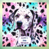Pastel Dalmatian Dog Birthday Party Raamsticker (Vel 3)