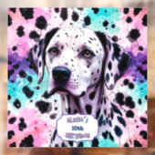 Pastel Dalmatian Dog Birthday Party Raamsticker (Vel 2)