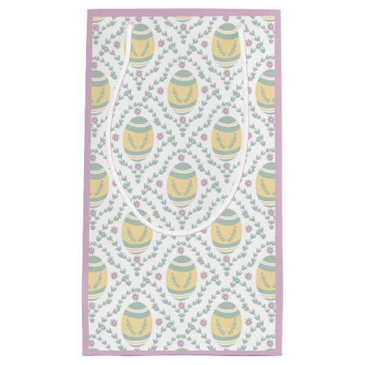 Pastel Damask Easter Eggs Patroon Gift Bag Klein Cadeauzakje (Voorkant)