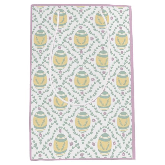 Pastel Damask Easter Eggs Patroon Gift Bag Medium Cadeauzakje (Voorkant)