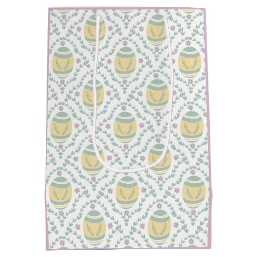 Pastel Damask Easter Eggs Patroon Gift Bag Medium Cadeauzakje (Achterkant)