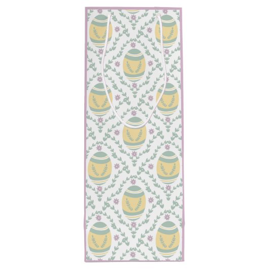Pastel Damask Easter Eggs Patroon Gift Bag Wijn Cadeautas (Achterkant)