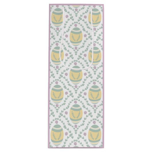 Pastel Damask Easter Eggs Patroon Gift Bag Wijn Cadeautas (Voorkant)