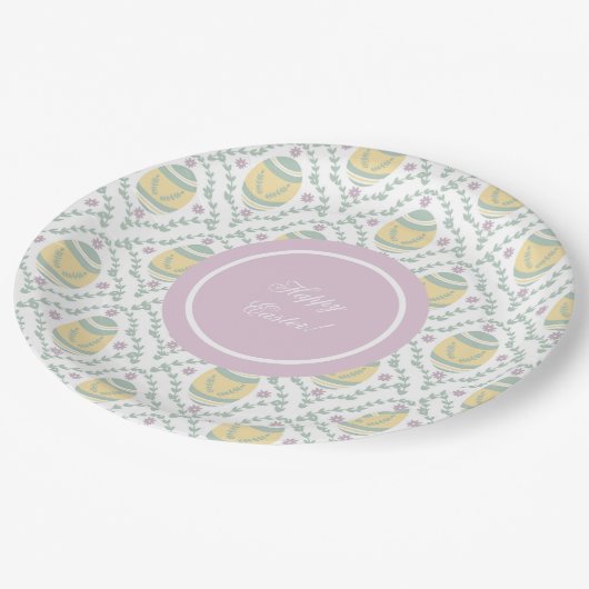 Pastel Damask Easter Eggs Pattern Papieren Bordje (Gekanteld)
