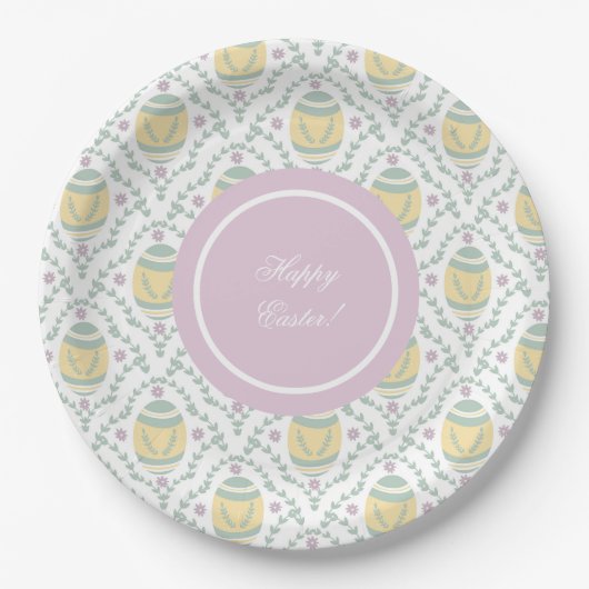 Pastel Damask Easter Eggs Pattern Papieren Bordje (Voorkant)