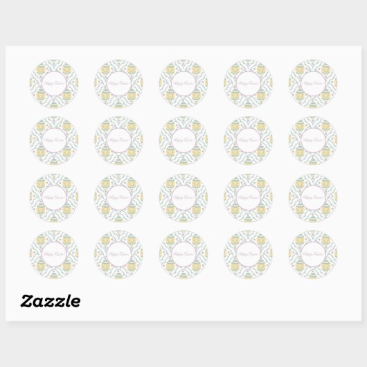 Pastel Damask Easter Eggs Pattern Ronde Sticker (Vel)