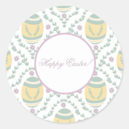 Pastel Damask Easter Eggs Pattern Ronde Sticker