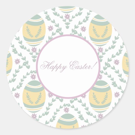 Pastel Damask Easter Eggs Pattern Ronde Sticker (Voorkant)