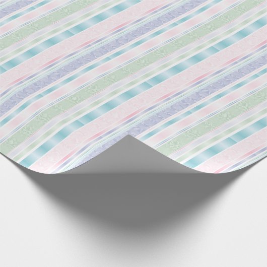 Pastel Damast en Gestreept Ontwerp Cadeaupapier (Hoek)
