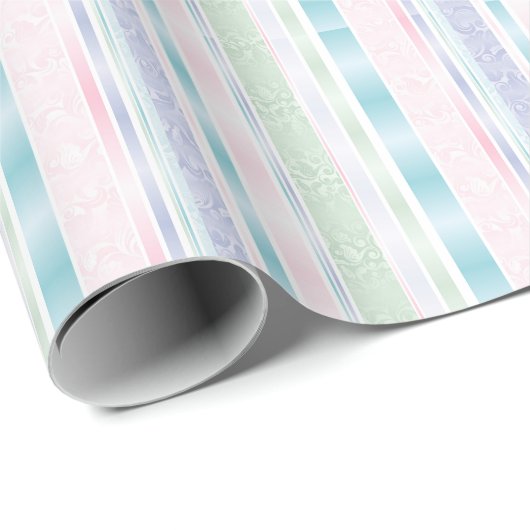 Pastel Damast en Gestreept Ontwerp Cadeaupapier (Rol Hoek)