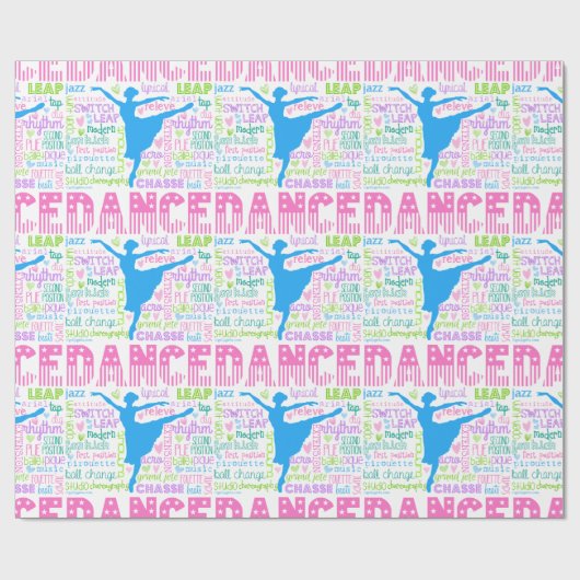 Pastel Dancer Words Typografie Cadeaupapier (Vlak)