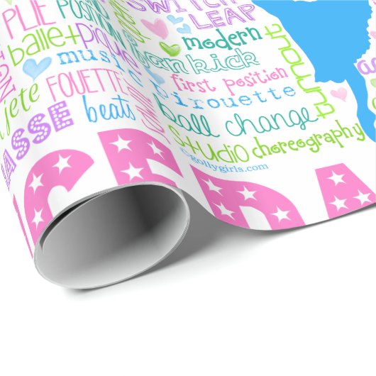 Pastel Dancer Words Typografie Cadeaupapier (Rol Hoek)