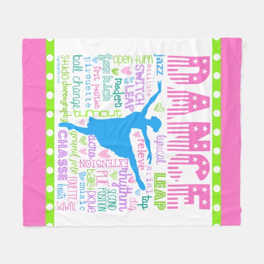 Pastel Dancer Words Typografie Fleece Deken (Voorkant (Horizontaal))