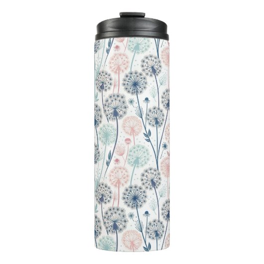 Pastel Dandelion Dreams – Whimsical Floral Thermosbeker (Voorkant)